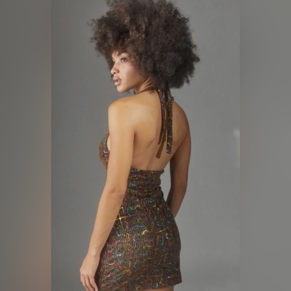 NWT Urban Outfitters Gemma Sequin Halter Minidress - Picture 5 of 5
